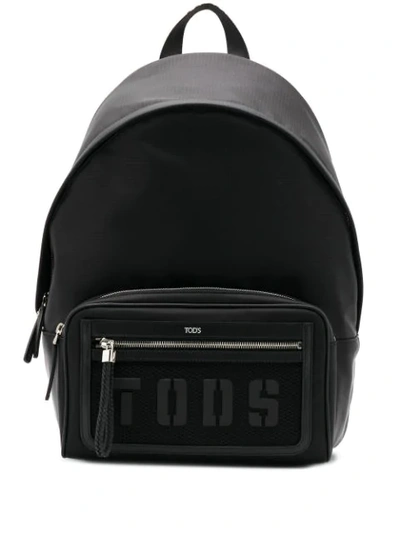 Shop Tod's Logo Backpack In Black