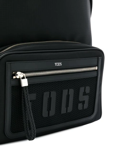 Shop Tod's Logo Backpack In Black