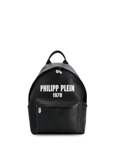 Shop Philipp Plein Pp1978 Logo Print Backpack In Black