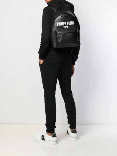 Shop Philipp Plein Pp1978 Logo Print Backpack In Black