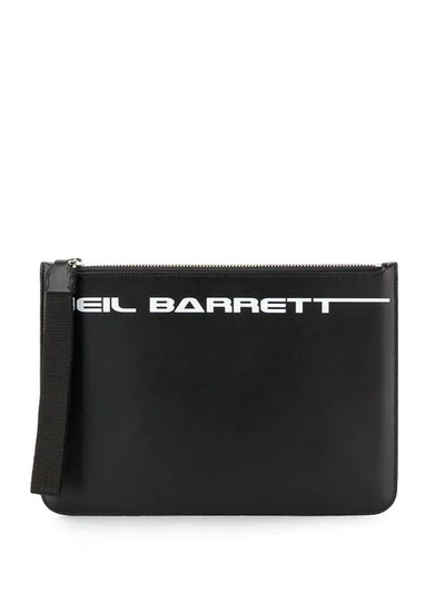 Shop Neil Barrett Branded Clutch - Black