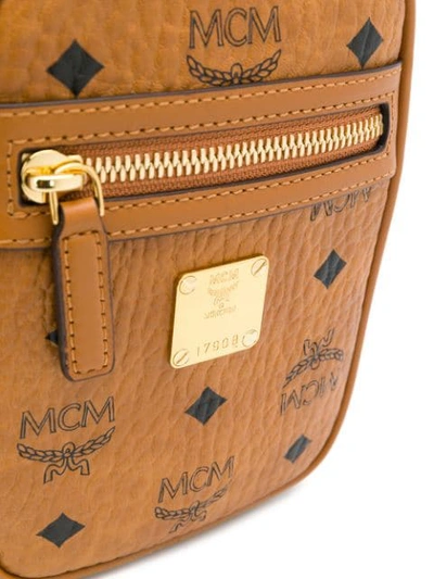 Shop Mcm Logo Shoulder Bag In Brown