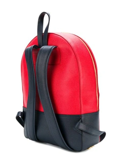 Shop Thom Browne Color-blocked Unstructured Leather Backpack In Red