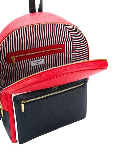 Shop Thom Browne Color-blocked Unstructured Leather Backpack In Red