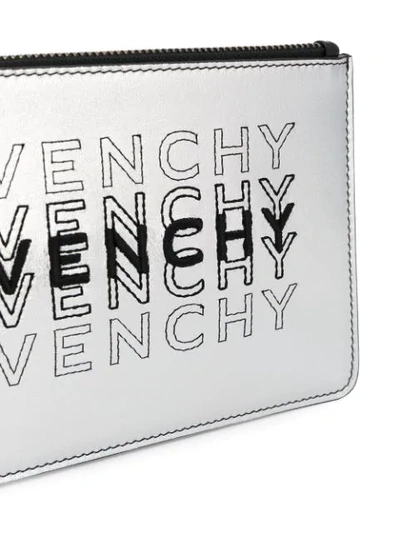 Shop Givenchy Embroidered Mini Clutch In Silver
