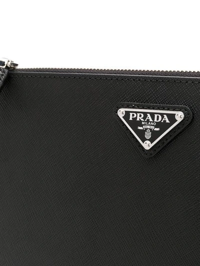Shop Prada Logo Clutch Bag In F0002 Nero