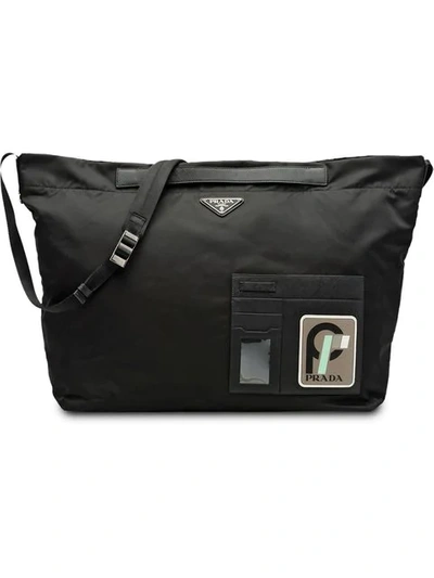 Shop Prada Black And Grey Technical Shoulder Bag