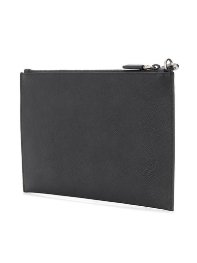 Shop Prada Leather Clutch Bag In F0002 Nero