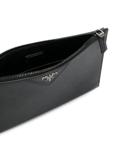 Shop Prada Leather Clutch Bag In F0002 Nero