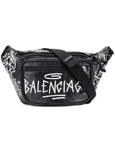 Balenciaga Graffiti Explore Leather Belt Bag 529550 Black Pony