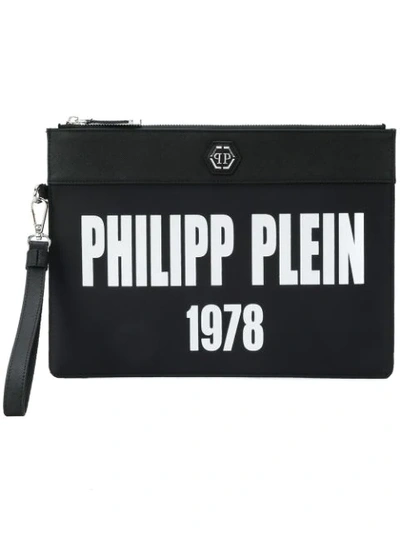 Shop Philipp Plein Over Clutch Bag - Black