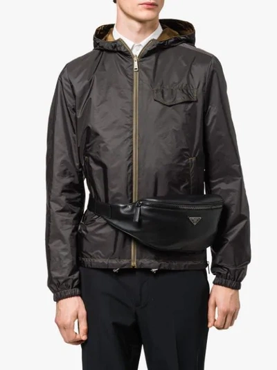 Shop Prada Grace Lux Leather Belt Bag In Black