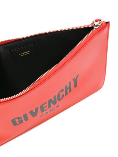 Shop Givenchy Iconic Logo Print Pouch In Red