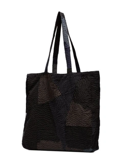 Shop By Walid Black And Grey Patch Detail Tote Bag In Black/blue/grey