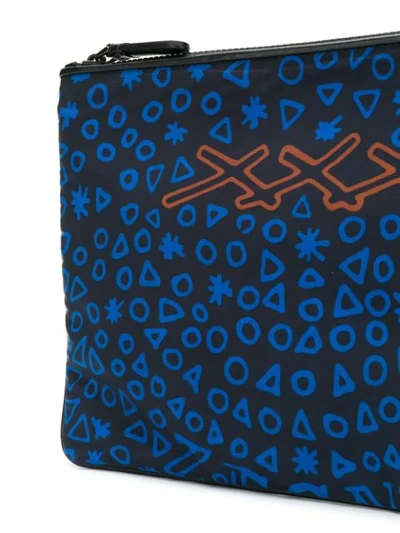 Shop Ermenegildo Zegna Geometric Printed Clutch - Blue