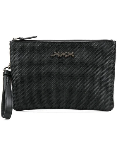 Shop Ermenegildo Zegna Geometric Pattern Clutch In Black