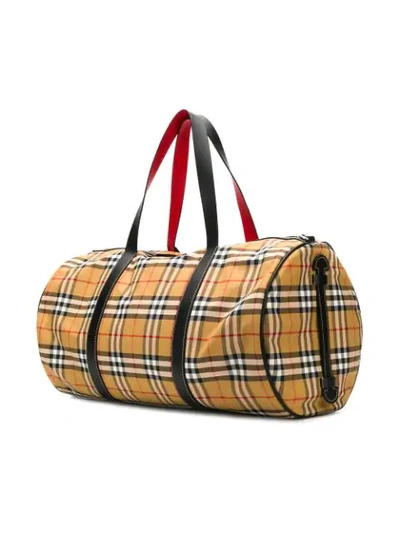 Shop Burberry Vintage Check Holdall Bag In Brown