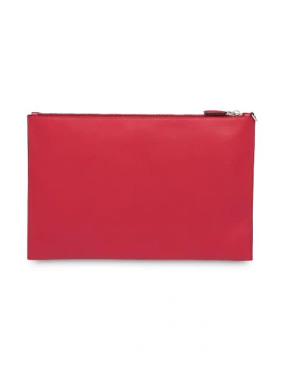 Shop Prada Printed Saffiano Leather Clutch In Red