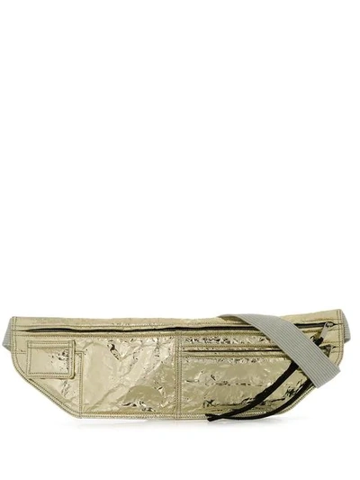 Shop Rick Owens Long Metallic Belt Bag In Gold