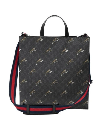 Shop Gucci Soft Gg Supreme Tigers Tote In Black