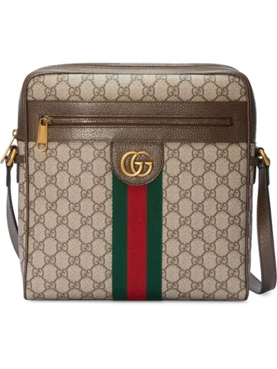 Shop Gucci Ophidia Gg Medium Messenger Bag In Neutrals