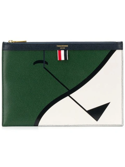 Shop Thom Browne Golf Intarsia Small Tablet Holder - Green