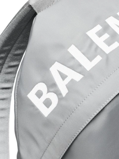 Shop Balenciaga Black And Grey Wheel Logo Embroidered Backpack In 1160 Black/grey