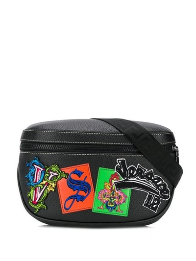 Shop Versace Alphabet Patch Belt Bag In Black