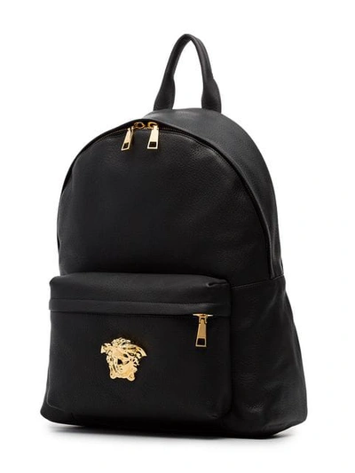 Shop Versace Black Medusa Lead Leather Backpack