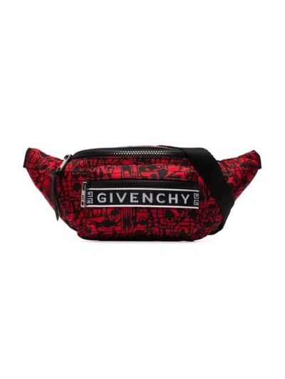 Shop Givenchy Black And Red Graphic Belt Bag In 009 - Black/red