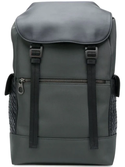 Shop Bottega Veneta Intrecciato Weave Panel Backpack In Grey