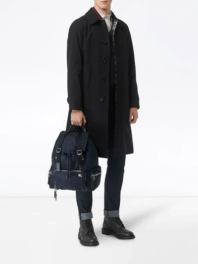 Shop Burberry The Large Rucksack In Aviator Nylon And Leather In Blue