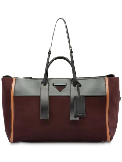 Shop Prada Suede And Calf Leather Travel Bag In Brown