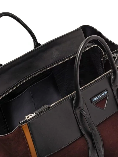 Shop Prada Suede And Calf Leather Travel Bag In Brown