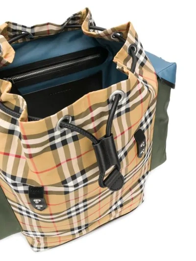 Shop Burberry Iconic Check Backpack In Neutrals