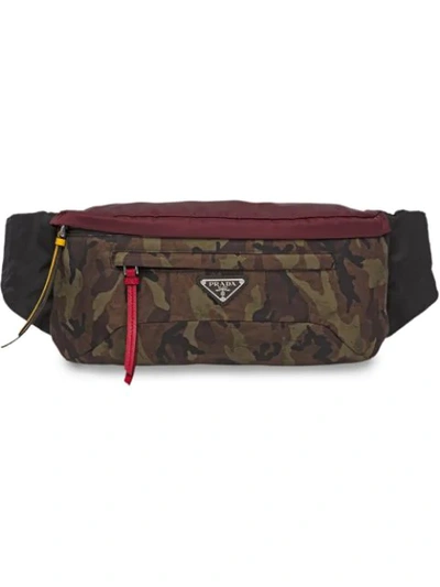 Shop Prada Montagan Camouflage Bag In Red