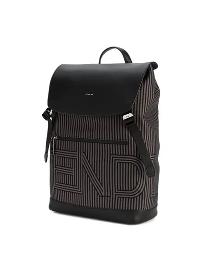 Shop Fendi Logo Backpack In Black