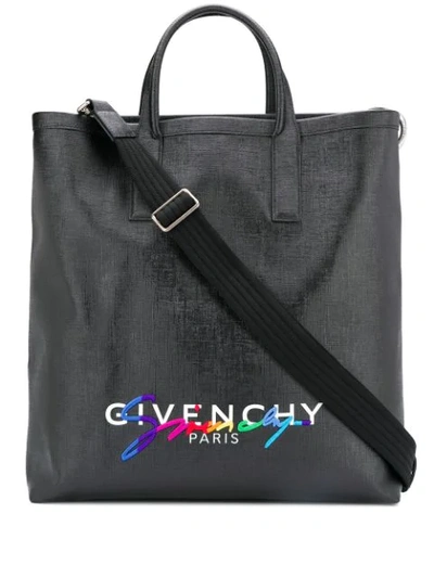 Shop Givenchy Logo Shopper Tote In 001 Black