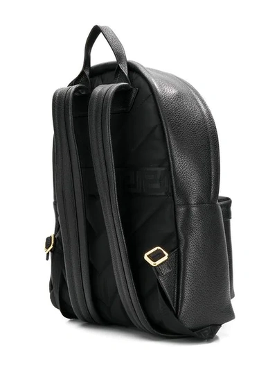 Shop Versace Pebbled Texture Logo Backpack In Black