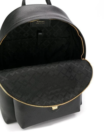 Shop Versace Pebbled Texture Logo Backpack In Black