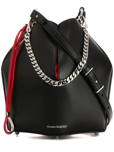 Shop Alexander Mcqueen Chain Detail Shoulder Bag In Black