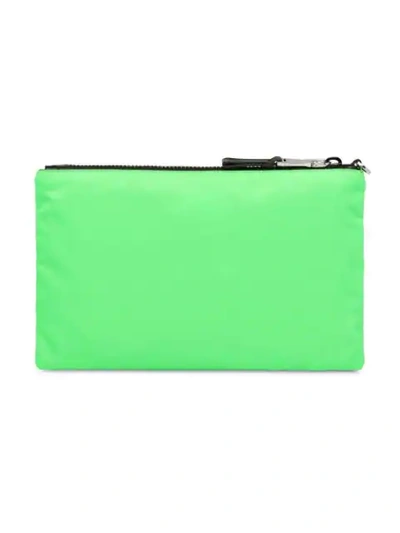 Shop Prada Nylon Pouch With Leather Trim In Green