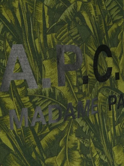 Shop Apc A.p.c. Printed Logo Tote Bag - Green
