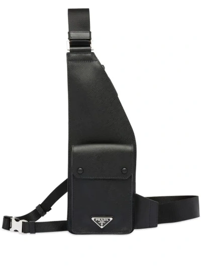 Shop Prada Harness Crossbody Bag In Black