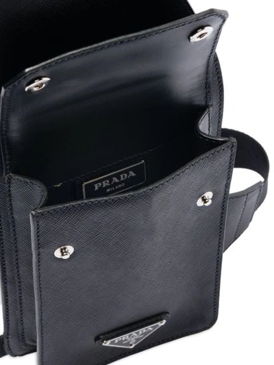 Prada Emblème Saffiano Leather Baguette Bag in Black