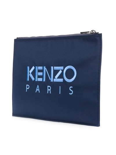Shop Kenzo Embroidered Tiger Clutch Bag - Blue