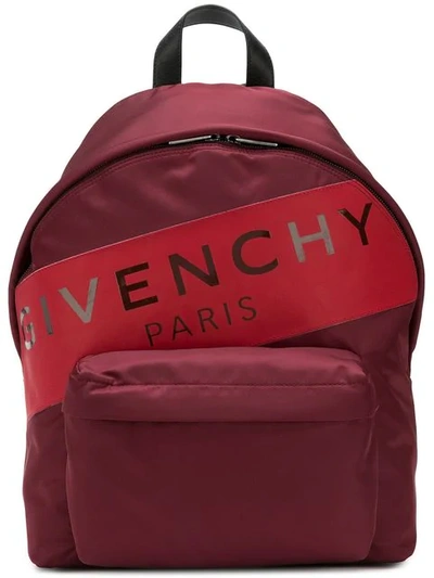 Shop Givenchy Logo Print Backpack In Red