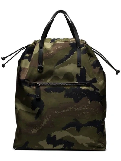 Shop Valentino Garavani Camouflage Backpack - Green