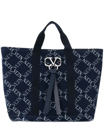 VALENTINO GARAVANI LOGO TOTE BAG - 蓝色