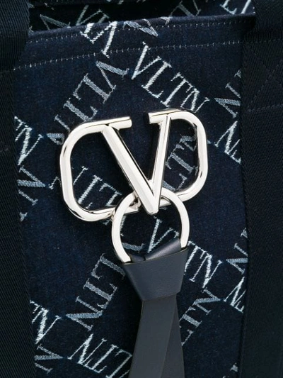 Shop Valentino Vltn Pattern Tote Bag In Blue
